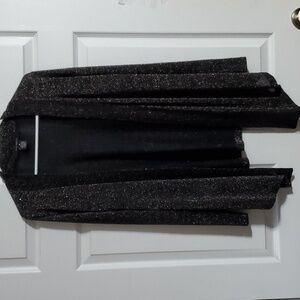 89th & Madison Black Open Front Cardigan Sweater With Silver Shimmers Size M
